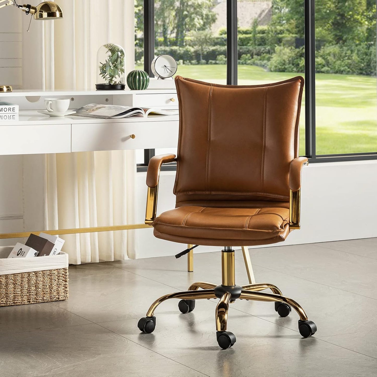 Faux Leather Home Office Desk Chair