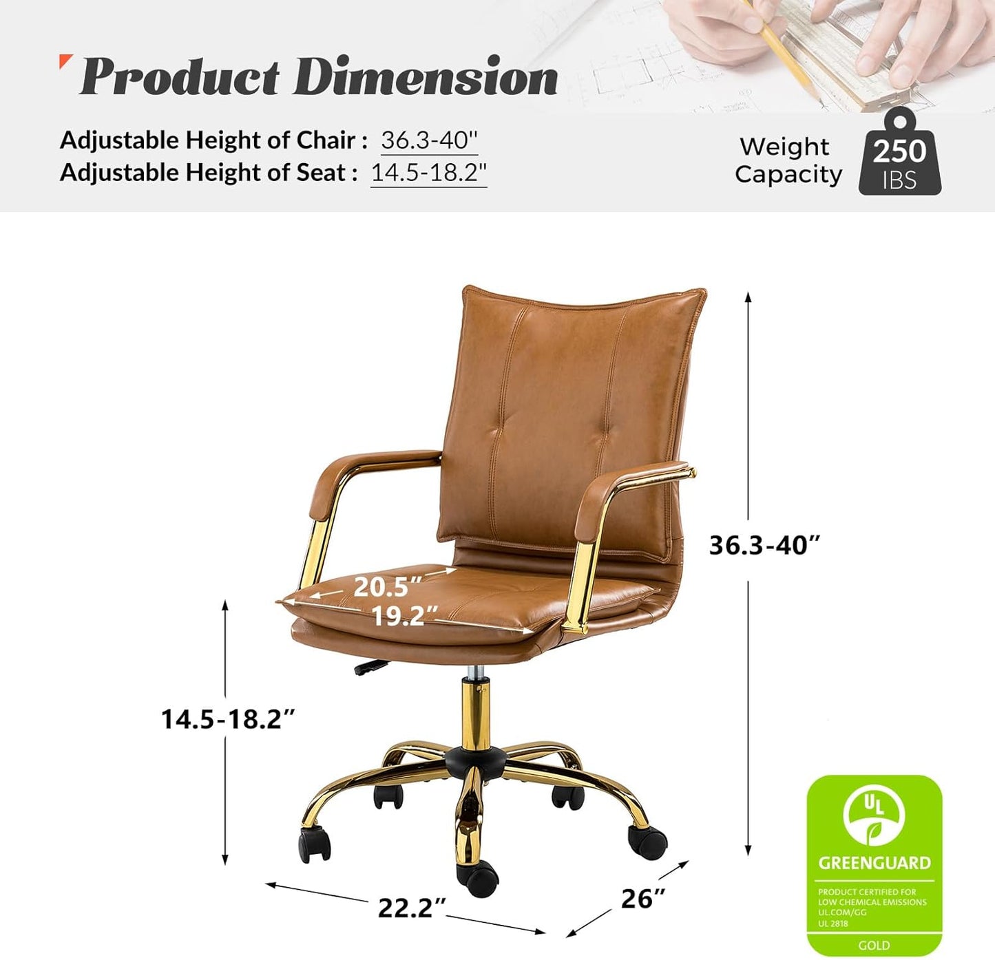 Faux Leather Home Office Desk Chair