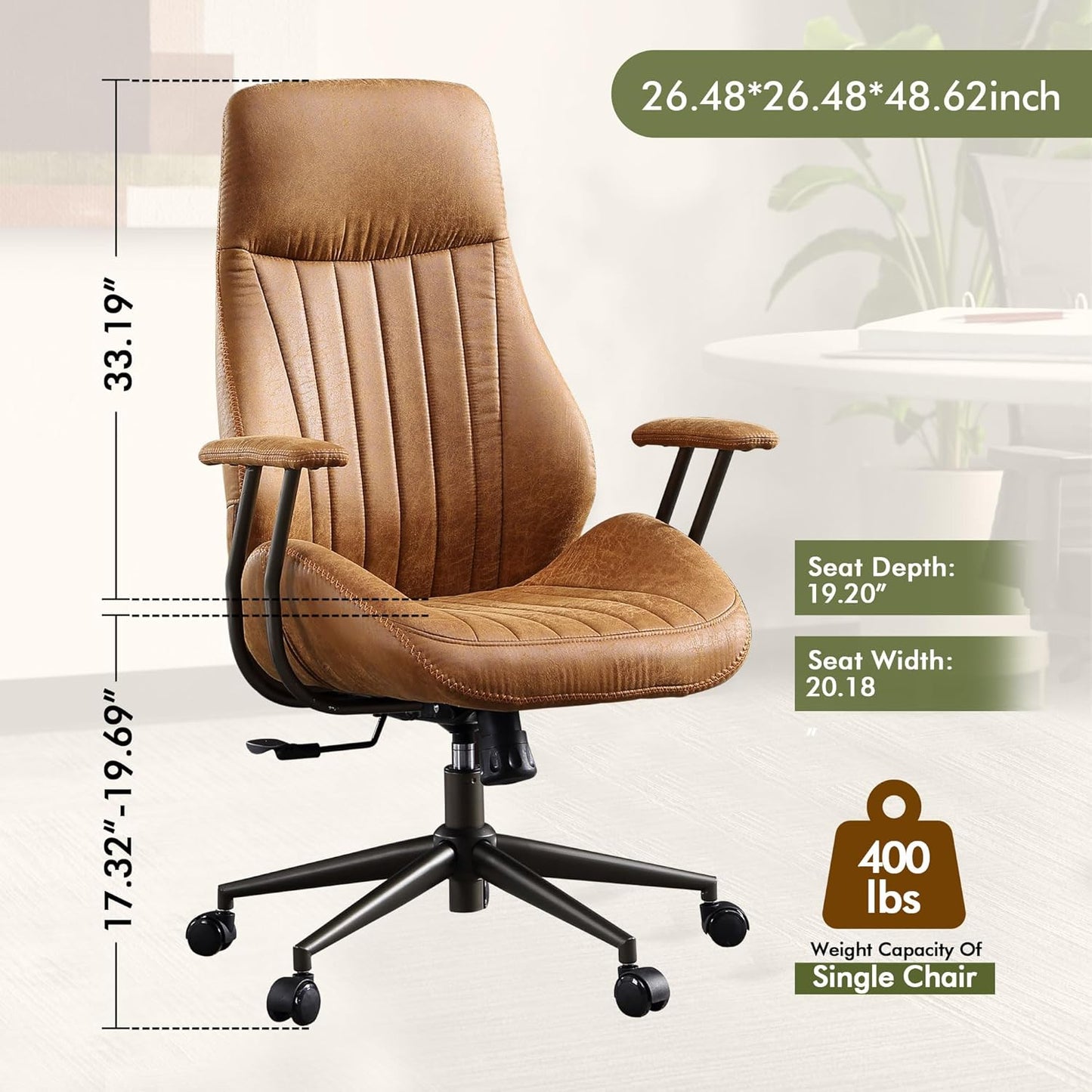 High Back Office Chair,Modern Swivel Office Chair,Brown