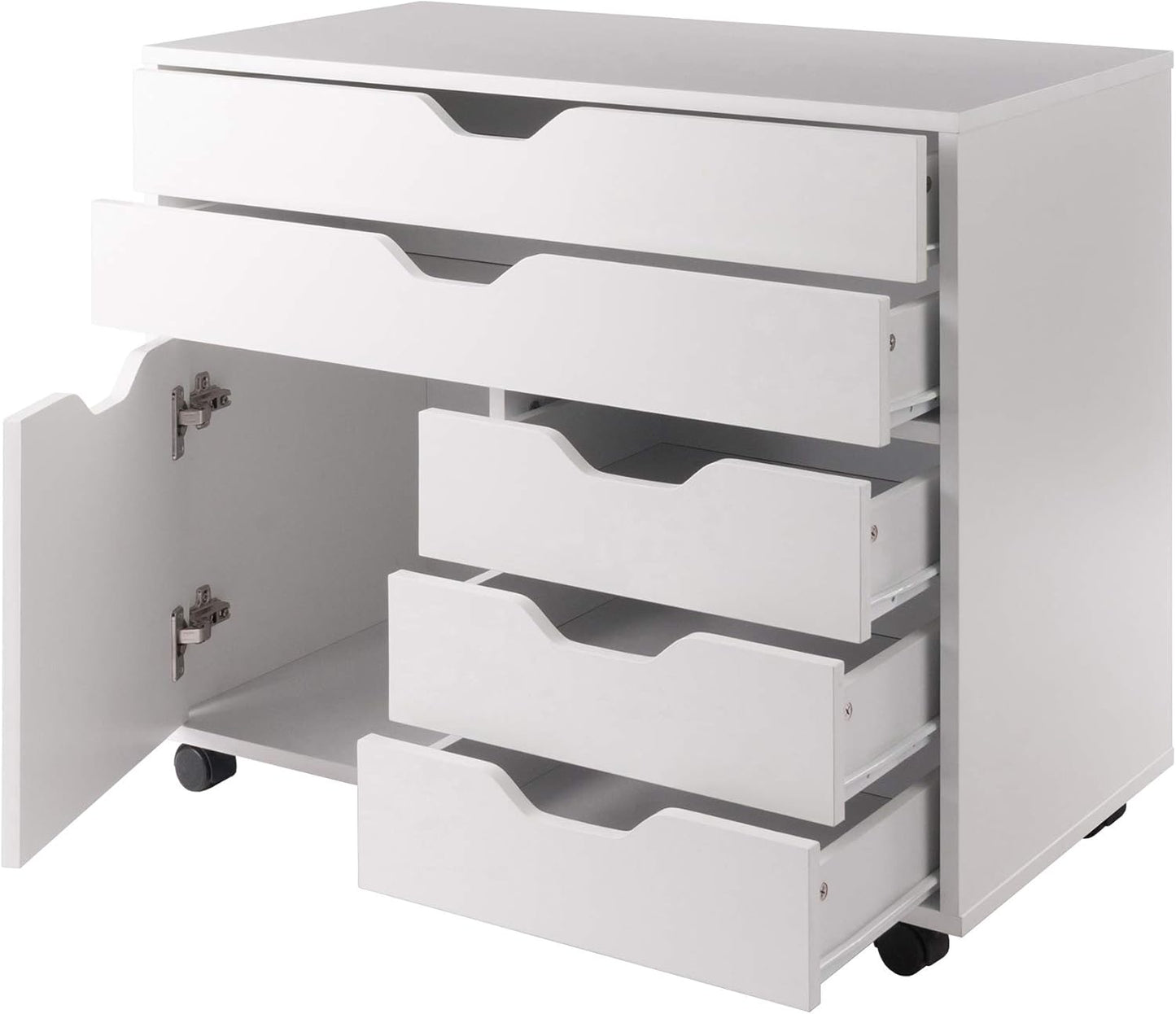 Halifax Storage Mobile Cabinets, 1 Door, 3 Drawers, 2 Wide Drawers, for Home Office, White