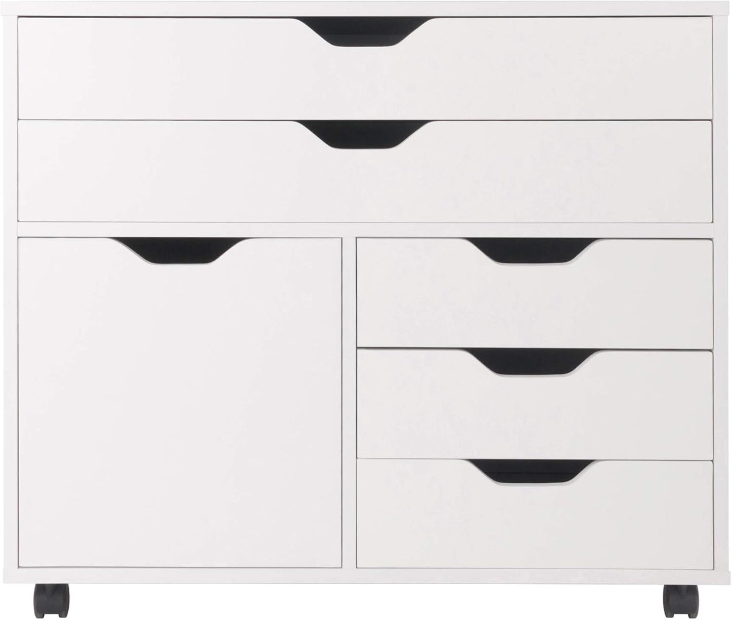 Halifax Storage Mobile Cabinets, 1 Door, 3 Drawers, 2 Wide Drawers, for Home Office, White