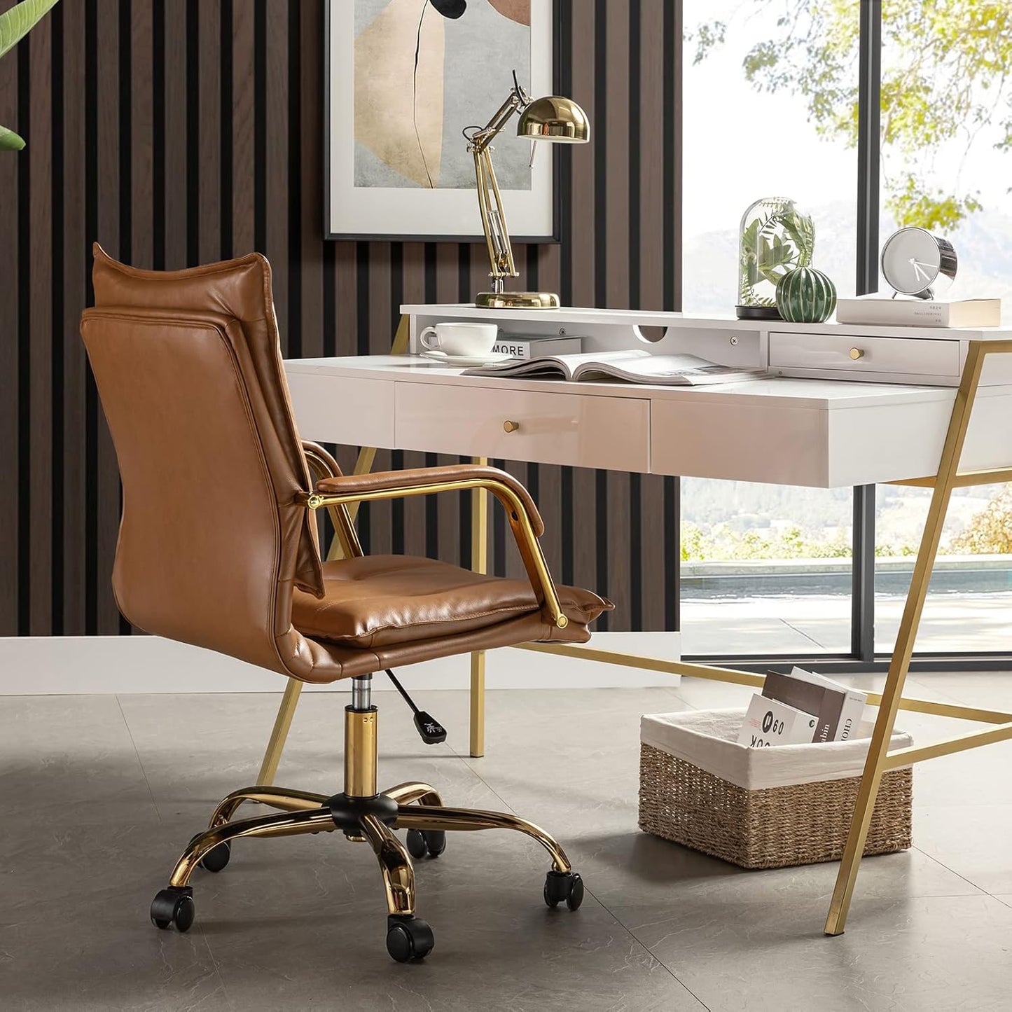 Faux Leather Home Office Desk Chair