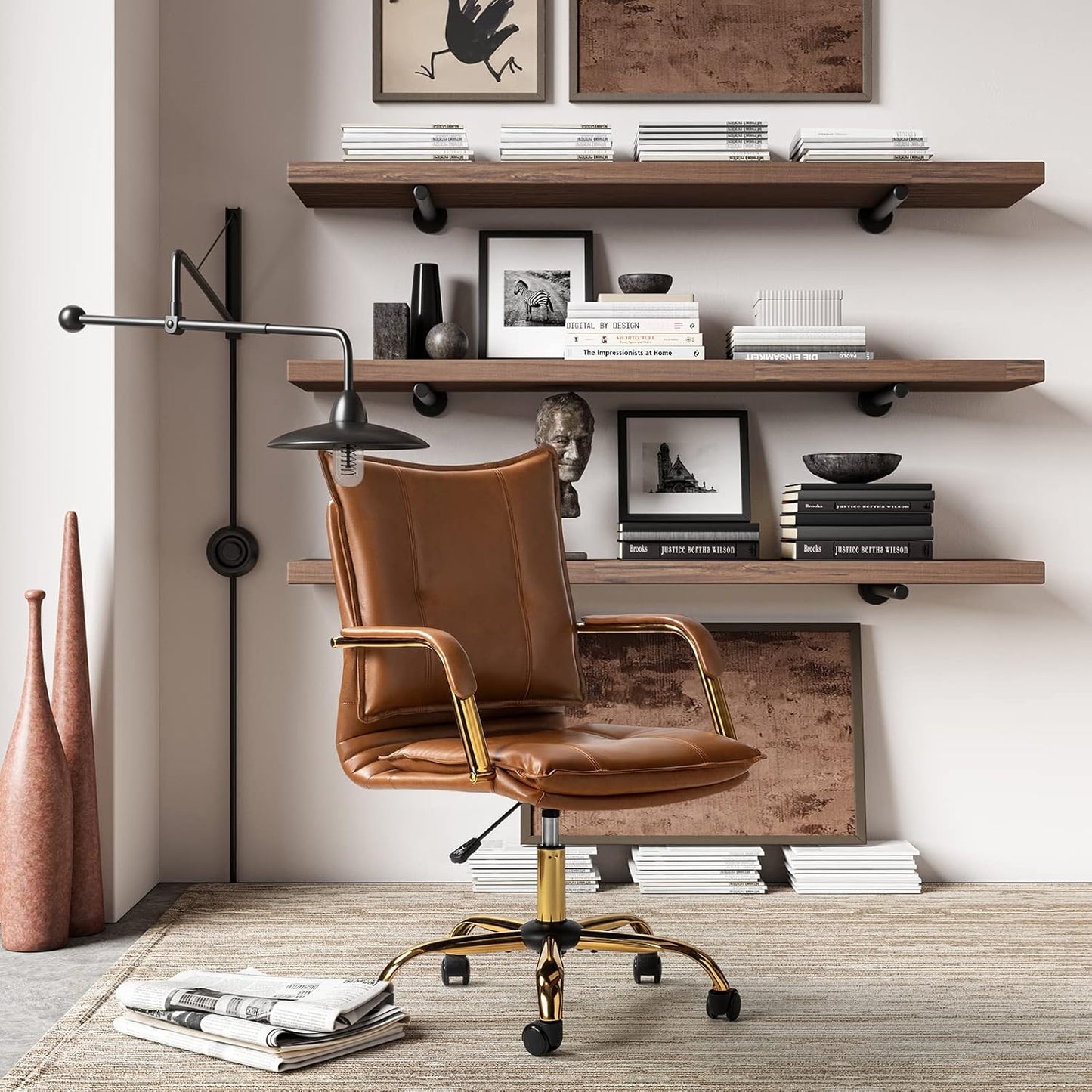Faux Leather Home Office Desk Chair