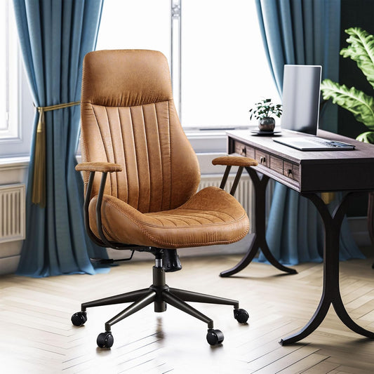 High Back Office Chair,Modern Swivel Office Chair,Brown